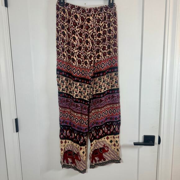 Earthbound Trading Elephant Print Boho Pants S EUC - Picture 3 of 4